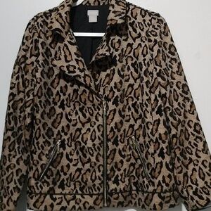 Chico's cheetah print full zip jacket size 1